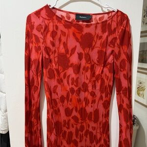 Realisation Par Red Floral Long Sleeve Dress